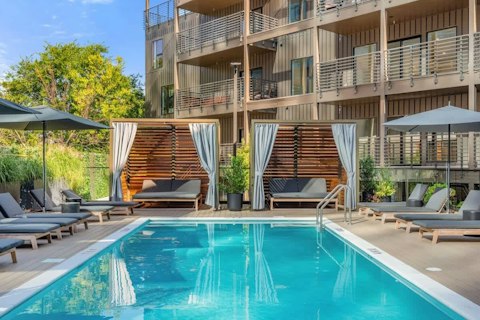 Spend afternoons poolside without leaving the building