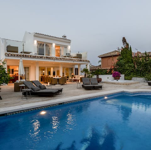 Swim in the private swimming pool – it's the best way to keep cool
