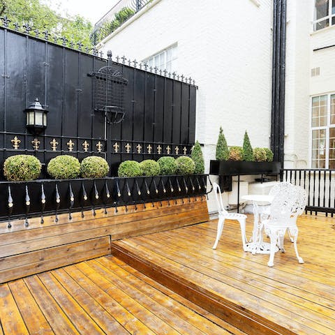 Sip your morning coffee on the garden terrace