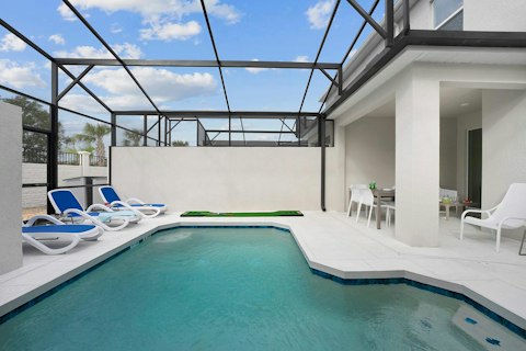 Swim laps then stretch out under the Florida sky