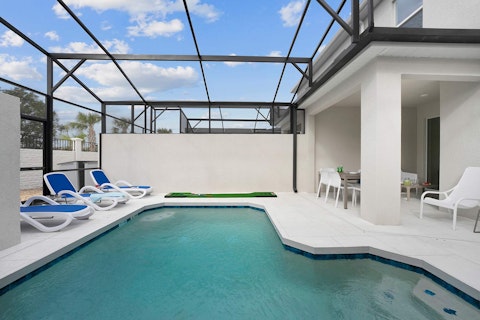 Swim laps then stretch out under the Florida sky