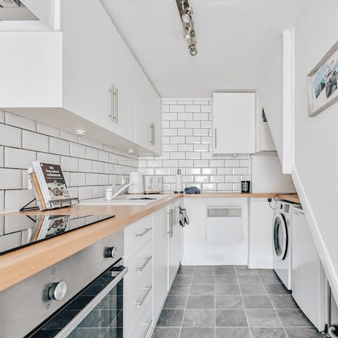 Whip up a hearty supper in the contemporary kitchen
