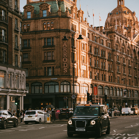 Indulge in some retail therapy at Harrods, only a ten-minute stroll away