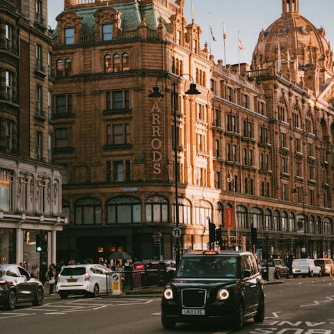 Indulge in some retail therapy at Harrods, only a ten-minute stroll away
