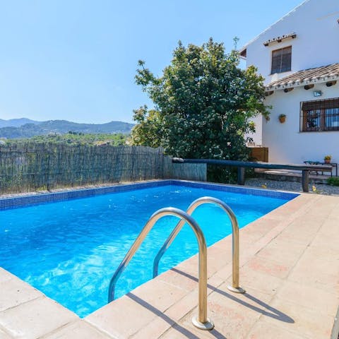 Take advantage of the private swimming pool on warmer days