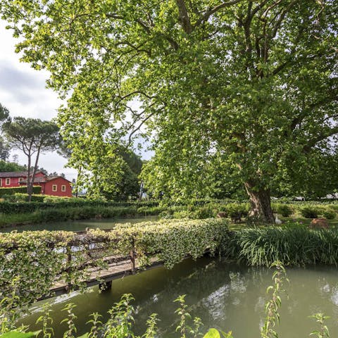 Contemplate life by the villa's private lake