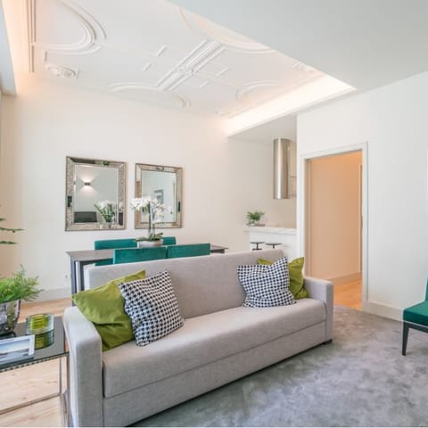 Recline on the sofa after a busy day sightseeing