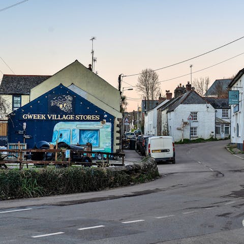 Stroll around Gweek, stopping for a Cornish feast along the way