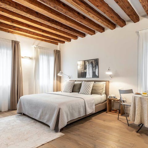 Get a good night's rest in the elegant bedroom and get ready for another day of exploring