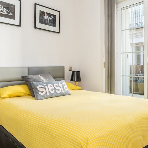 Get a good night's rest in the bright and comfy bedroom