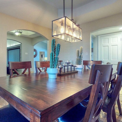 Set the scene for a special occasion in the stylish dining room