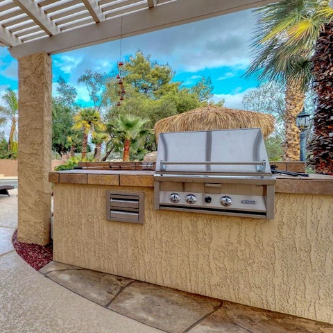Gather around to barbecue on the purpose-built grill