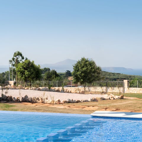 Splash about in the private swimming pool on warm afternoons