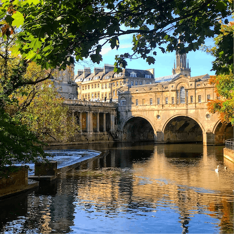 Spend the day strolling through the atmospheric streets of Bath – just a twenty-five-minute drive away