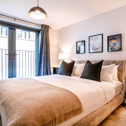 Wake up and open the French doors for some fresh morning air from the Juliet balcony