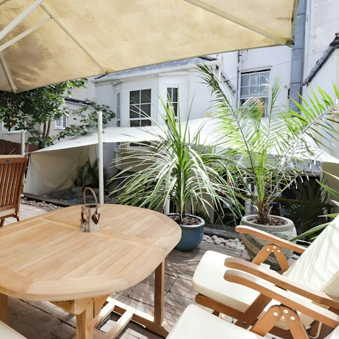 Unwind on the terrace or in the hot tub