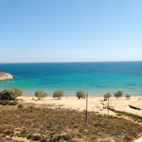 Spend a day on the sand at Kalavarda beach – it's just 500m away