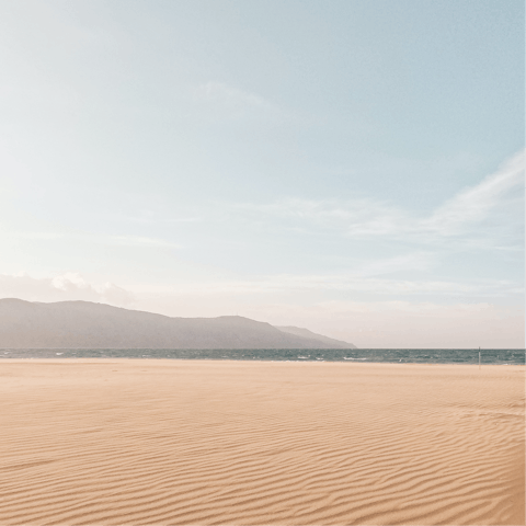 Stroll for just ten minutes to reach the soft sands of Glaros Beach
