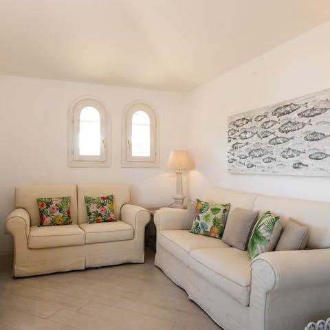 Enjoy a slow start to the day with a cappuccino in the comfortable living space