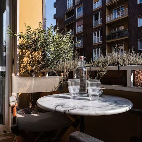 People-watch on the private terrace