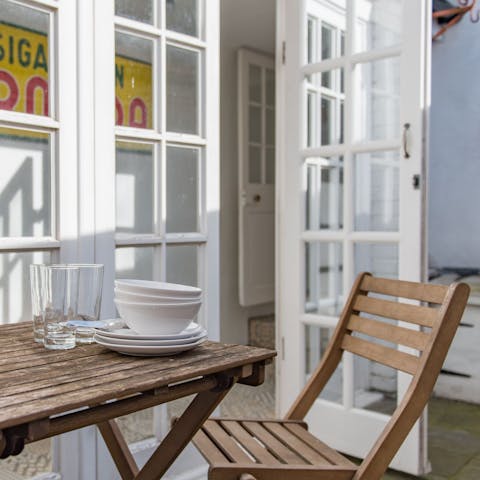 Start your day with an alfresco coffee in the courtyard