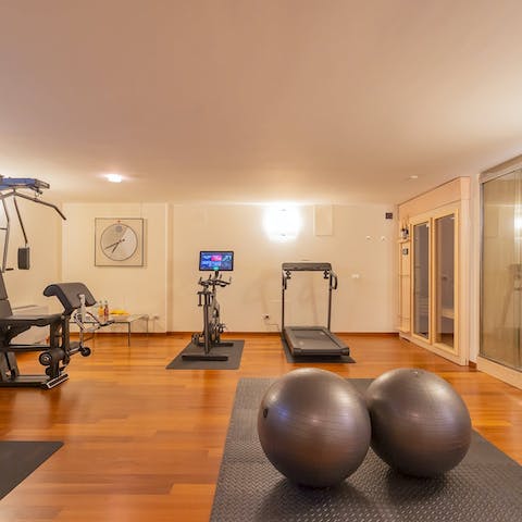 Enjoy a detox session in the sauna after a quick home workout