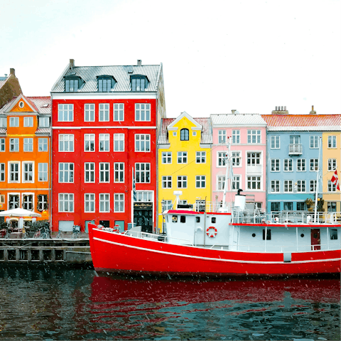 Stay in lively Nyhavn, known for its colourful buildings