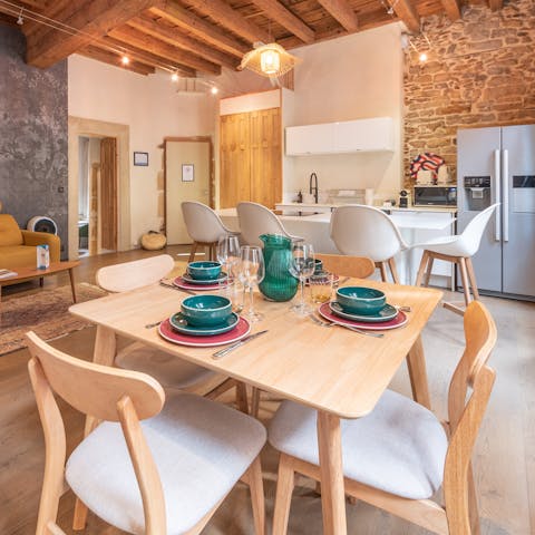 Tuck into a traditional French breakfast of pastries and hot chocolate at your dining table