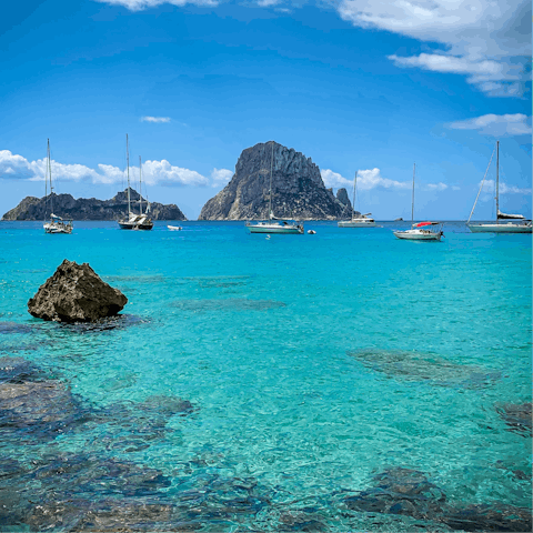 Explore this beautiful island, including Ibiza Town, a fifteen-minute drive away