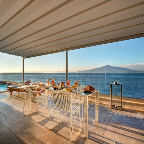Enjoy breathtaking views of Vesuvius and the Gulf of Naples
