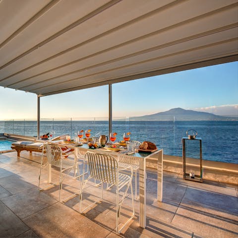 Enjoy breathtaking views of Vesuvius and the Gulf of Naples