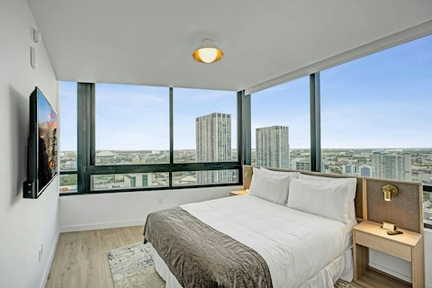 Wake up to sweeping views of Biscayne Bay and downtown Miami