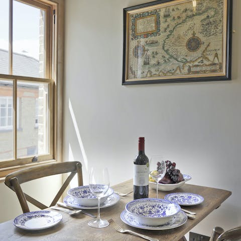 Serve up a hearty meal at the dining area – fish and chips anyone?