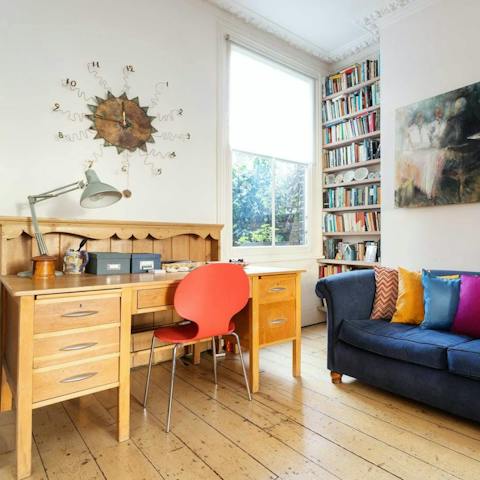 Catch up on work at the handy desk space