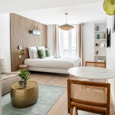 Relax in the light-filled, open-plan space