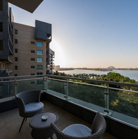 Soak up the scenic views across the Palm from your private balcony