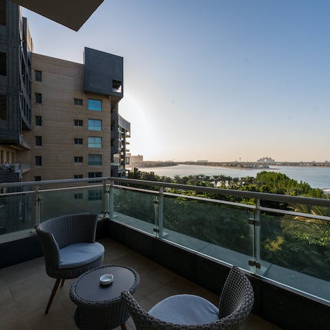 Soak up the scenic views across the Palm from your private balcony