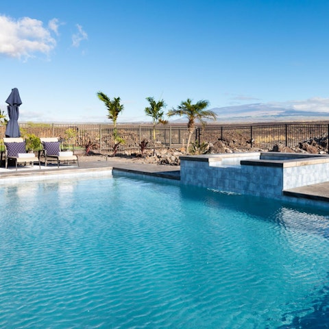 Enjoy the view from the pool, which is extra special at sunset