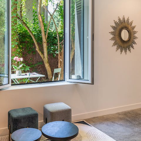 Enjoy views across the trees from the open-plan living room