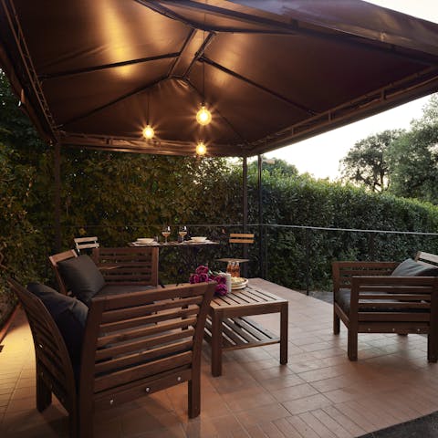 Open a bottle of wine and settle on the terrace with your loved one