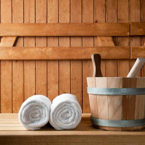 Relax and unwind in the building's sauna