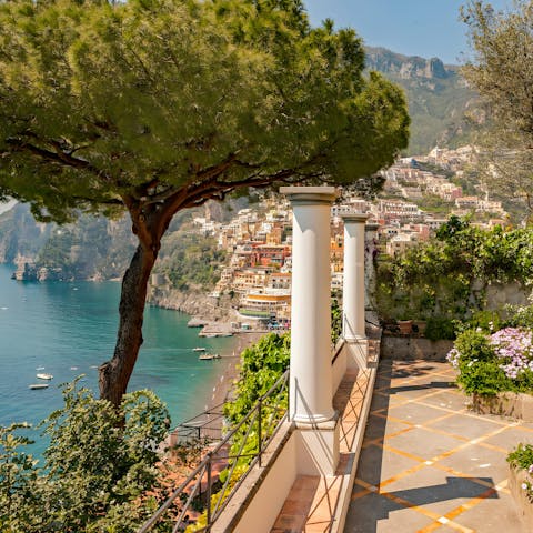 Sip cocktails on the terrace as the sun begins to set