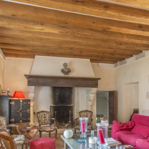 Cosy up around the stone hearth