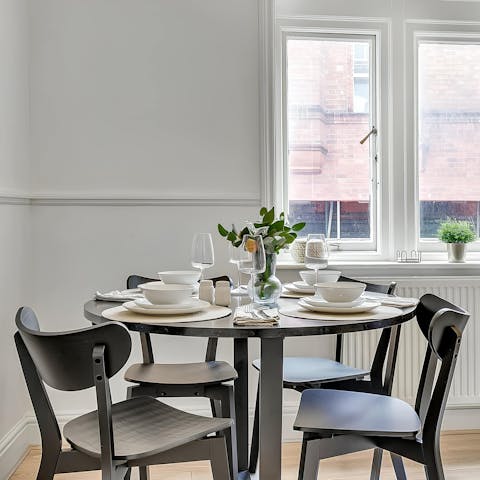 Relax and recap the day over dinner in the dining area
