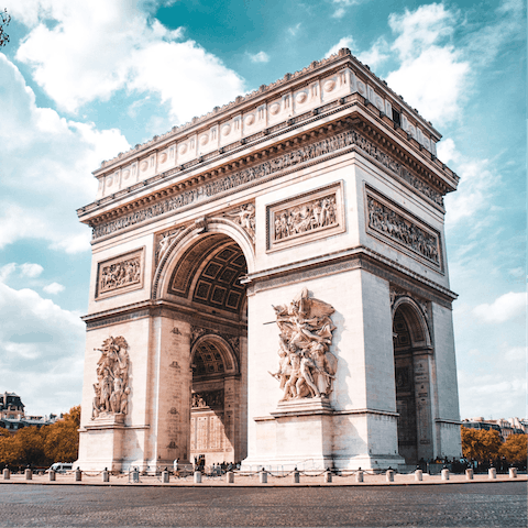 Visit the Arc de Triomphe, only a five-minute walk away