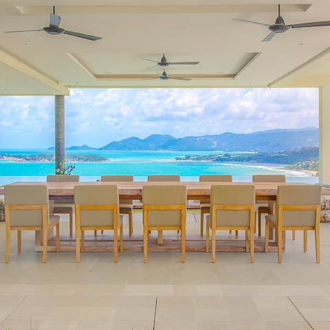 Enjoy delicious meals cooked by a private chef, with alfresco feasts on the terrace
