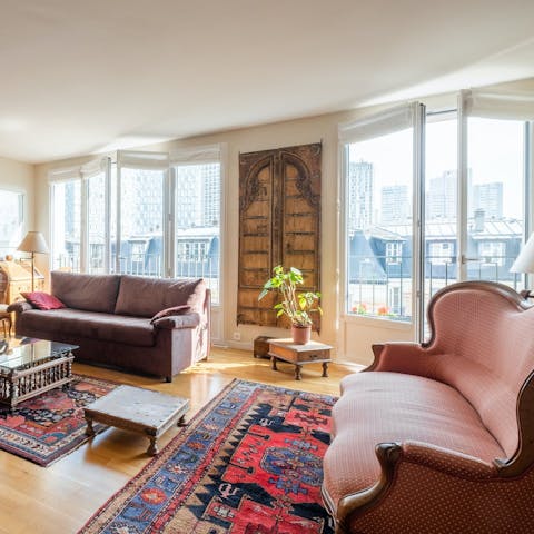 Open up the balcony doors and unwind with a glass of Beaujolais