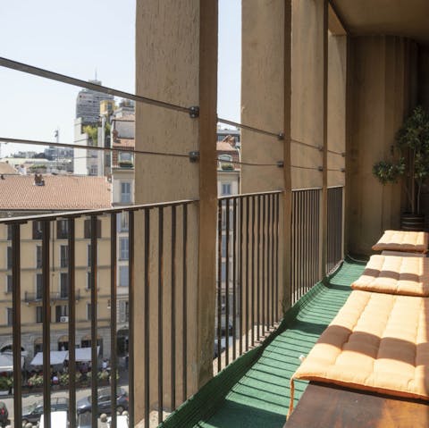 Watch piazza life unfold from the sunny balcony