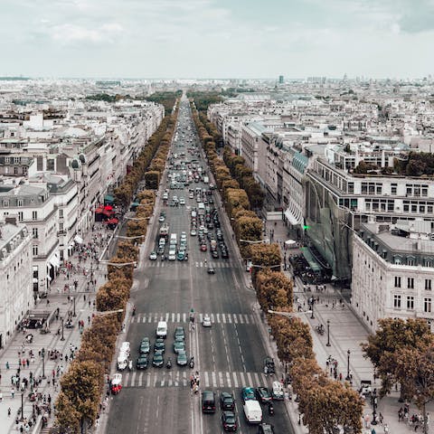 Stay just a three-minute walk from the famous Avenue des Champs-Elysées