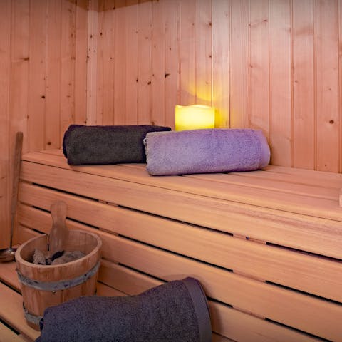 Relax in the sauna after a busy day in the great outdoors